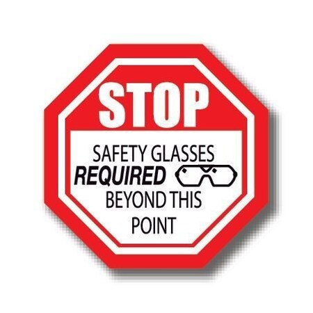 Ergomat 30in OCTAGON SIGNS - Stop Safety Glasses REQUIRED Beyond This Point DSV-SIGN 900 #0917 -UEN